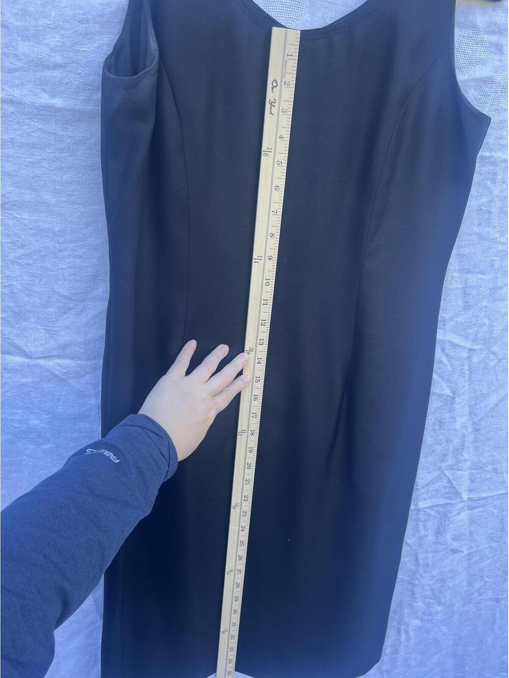 Adrianna Papell Black Midi Dress Silk Wool Blend Sleeveless Size 10 - Picture 6 of 7